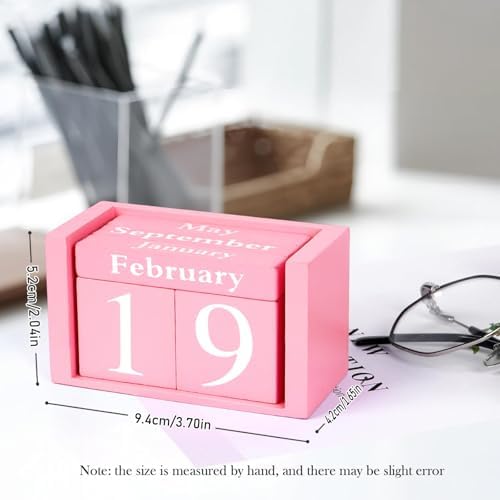 Notakia Pink Decor Wooden Desk Blocks Calendar Perpetual Block Cute