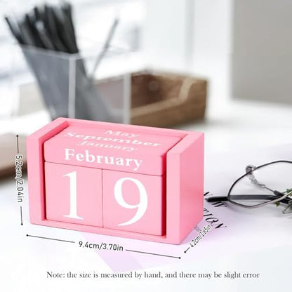 Notakia Pink Decor Wooden Desk Blocks Calendar Perpetual Block Cute