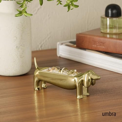Umbra Dachsie Ring Holder, Weiner Dog Dachshund Jewelry Storage, Brass