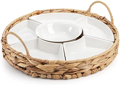 AVLA Ceramic Divided Serving Dishes, Porcelain Relish Tray, Party