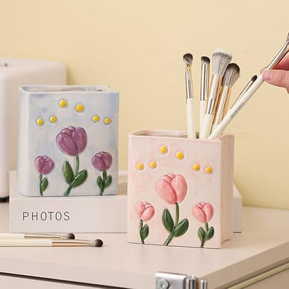 Book Vase Flower Pencil Cup Pen Holder For Office Desk Decorative