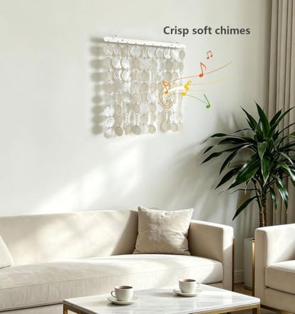 Capiz Shell Wall Décor & Wind Chime, Handmade Boho Coastal Decor