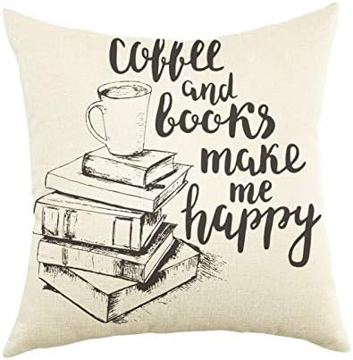 Ogiselestyle Throw Pillow Cover Coffee And Books Make Me Happy Quote