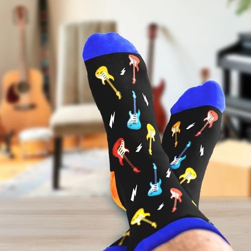 Cool Music Accessories Gifts - Guitar Drum Piano Trumpet Socks, Funny