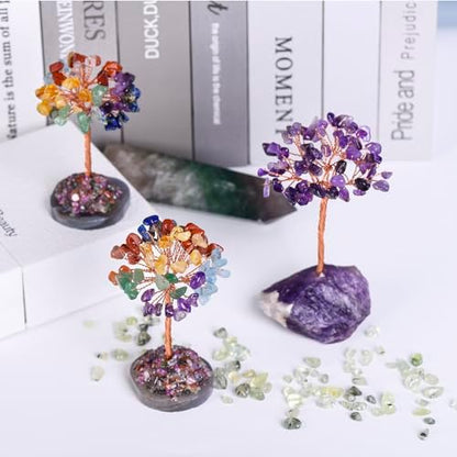Amethyst Crystal Tree of Life,Purple Room Office Desk Decorations