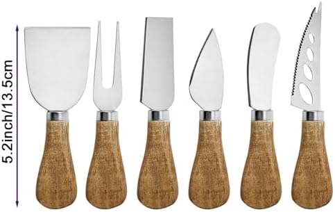 Cheese Knife Set, Charcuterie Board Accessories Stainless Steel Wood