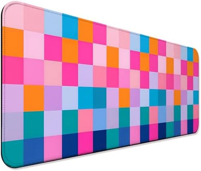 Retro Coloful Checkered Gaming Desk Mat, Extended Large Mouse Pad