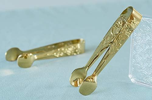 HINMAY 6PCS Mini Serving Tongs 4 Inches Small Rose Sugar Cube Tongs