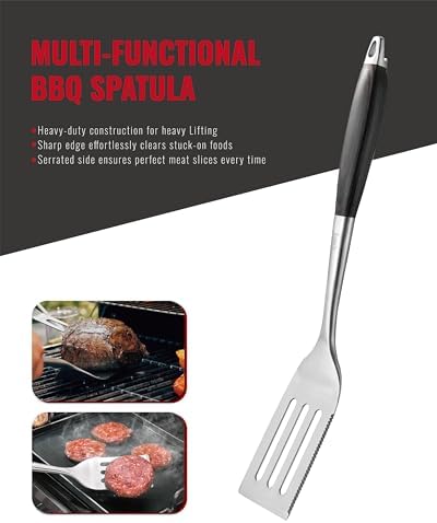 Grilaz Stainless Steel BBQ Tool Set | Dark-Dyed Wood Handles | Heavy