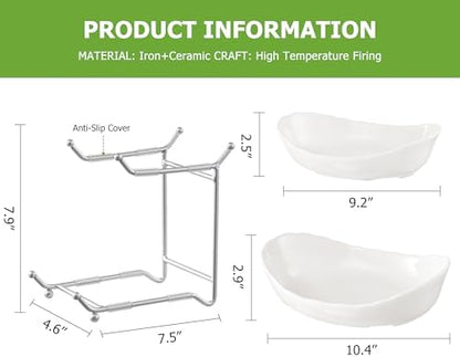 HBlife 2 Tier Fruit Bowl, Ceramic Fruit Basket for Kitchen Counter