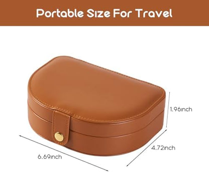 Small Travel Jewelry Box, Leather Waterproof Jewelry Case for Women