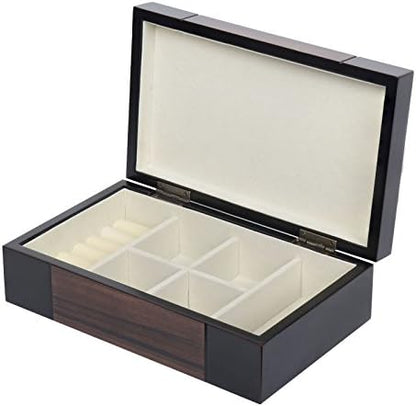 Arolly BELA Dark Wooden Finish Jewelry Organizer Storage Box with Lid