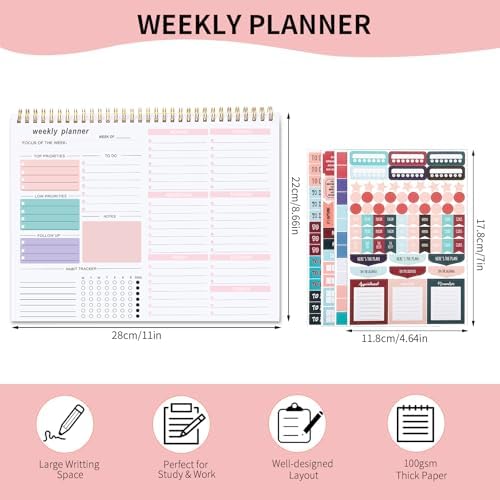Thboxes Weekly Desk Planner, 8.5x11 In To Do List Notepad, 52 Sheets