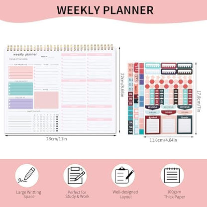 Thboxes Weekly Desk Planner, 8.5x11 In To Do List Notepad, 52 Sheets