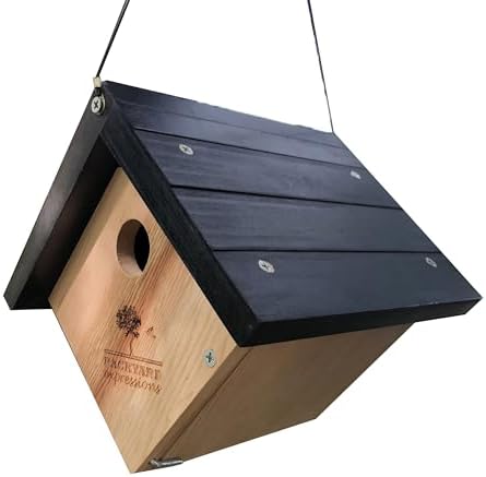 Triangle Cedar Bird House, 6.5" D x 7.1" W x 11.8" H, Natural Wood
