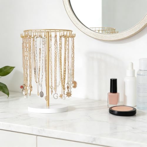 Mkono Necklace Holder Organizer, 30 Hooks Gold Jewelry Display Tree
