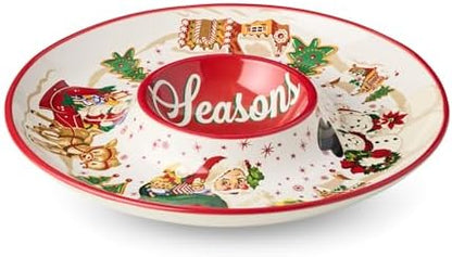 Santa’s Retro Christmas Chip and Dip – Holiday Serving Tray with