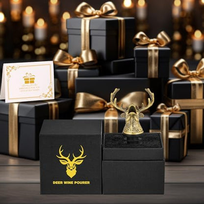 LKKCHER Deer Head Wine Bottle Pourer and Stopper Birthday Gifts