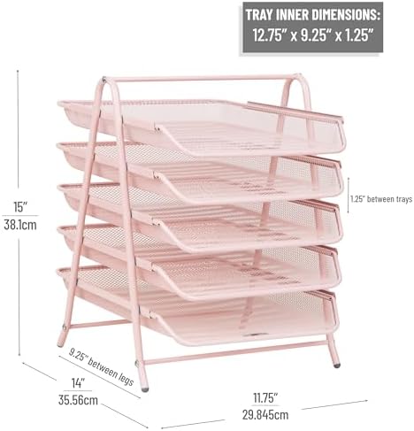 Mind Reader 5-Tier Paper Tray Organizer, Vertical Desktop File Storage