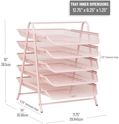 Mind Reader 5-Tier Paper Tray Organizer, Vertical Desktop File Storage