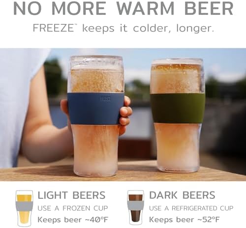 Host Freeze Beer Glasses, Freezable Beer Gifts for Men, Double Wall