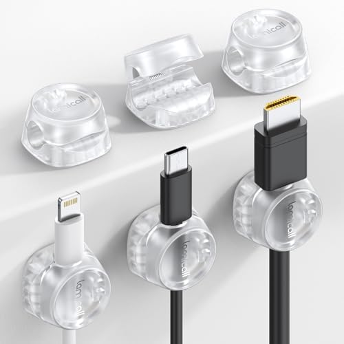 Lamicall 6 Pack Cord Organizer, Office Desk Accessories, Clear Cable