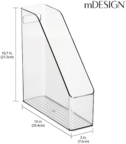 mDesign Plastic Slim Vertical File Folder Storage Organizer Bin with