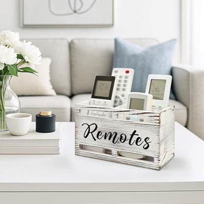 Wooden TV Remote Control Holder Wall Mount Remote Caddy Organizer for