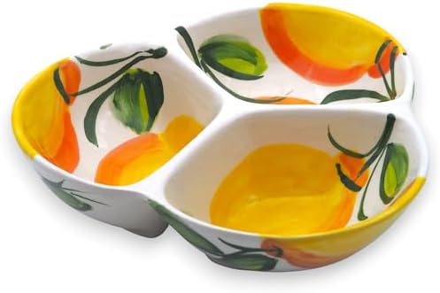3-Compartment Ceramic Serving Dish, Handmade in Spain