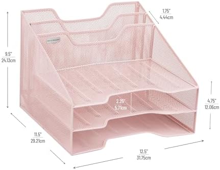 Mind Reader Metal Mesh Desktop File Organizer, 3-Tier Paper Tray with