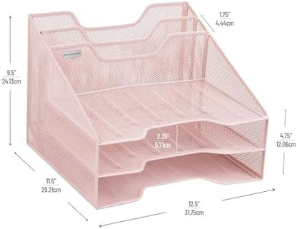 Mind Reader Metal Mesh Desktop File Organizer, 3-Tier Paper Tray with