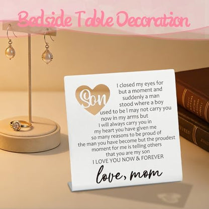 Son Gift From Mom, Desk Decorative Sign Birthday Gift for Son, Thank