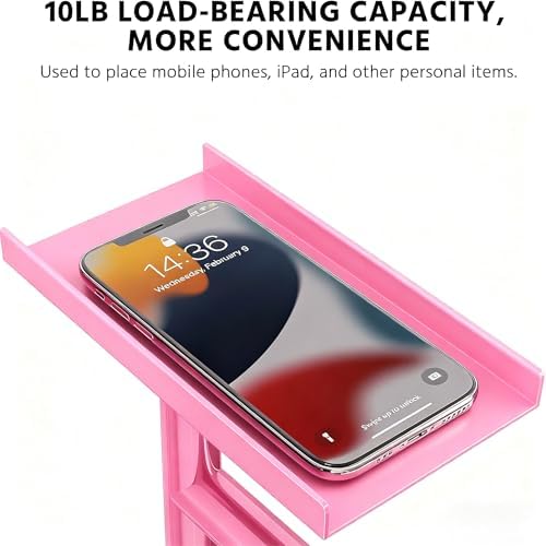 CISILY Pink Toilet Paper Holder Stand with Phone Shelf, Bathroom