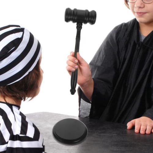 Black Wooden Judge Gavel Set with Base for Courtrooms