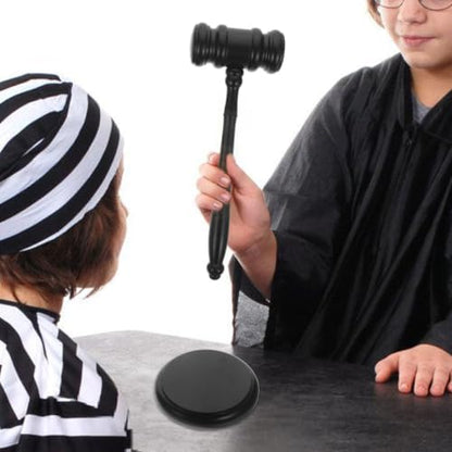 Black Wooden Judge Gavel Set with Base for Courtrooms