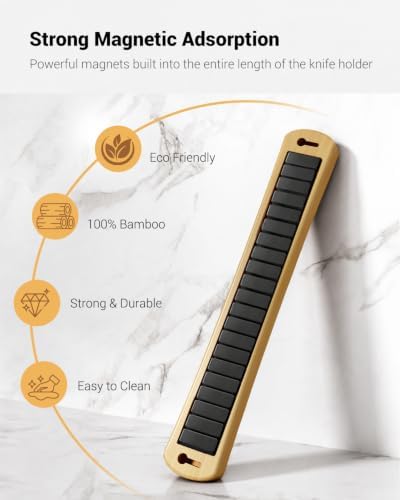 Magnetic Knife Holder, 16 Inch Bamboo Wood Knife Strip for Wall or