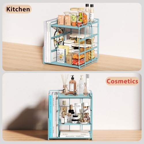 Teal Desk File Organizer and Accessories, 4-Tier Paper Organizer with