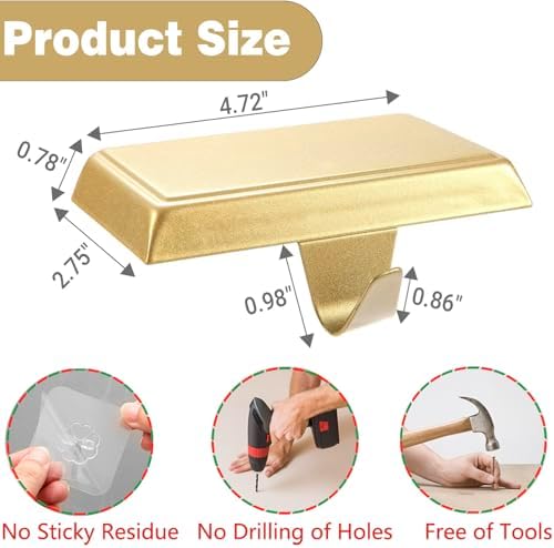 Komotu 4 Pcs Metal Christmas Stocking Holders for Mantle - Weighted