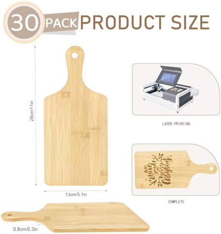 30 Pcs Cutting Boards with Handle 11" x 5" Wood Chopping Board Bulk