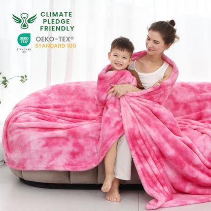 Pink Fleece Throw Blanket, Plush Soft Flannel Blanket for Sofa Couch