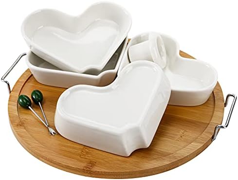 ZEAYEA 11 Inch Appetizer Serving Tray with Holder, Ceramic Divided