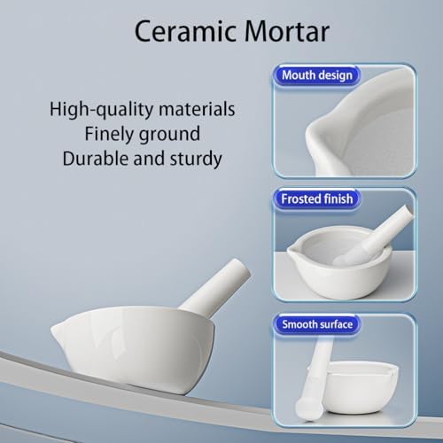 Porcelain Mortar Pestle Set Unglazed Grinding Surface Excellent for