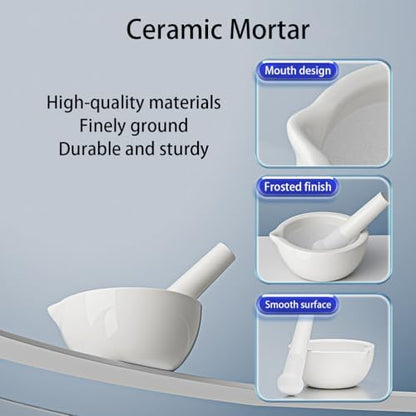 Porcelain Mortar Pestle Set Unglazed Grinding Surface Excellent for