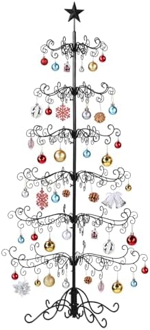 VINGLI 6ft Wrought Iron Christmas Tree w/192 Branch Tips, 6-Tier Metal