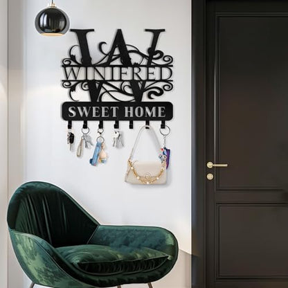 Personalized Metal Key Holder for Wall, Family Name Keys Holder Wall