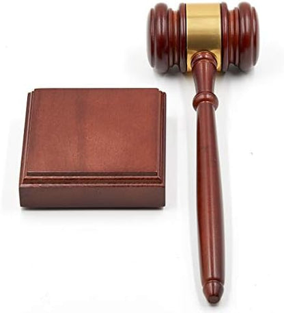 Wooden Gavel and Sound Block for Judge Lawyer Auction