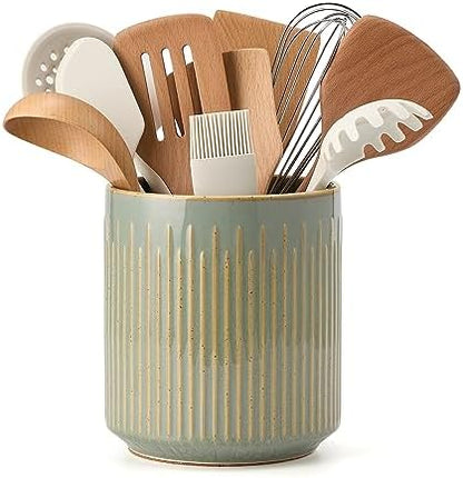 JIEMEI HOME Kitchen Utensil Holder, Ceramic Stable Utensil Crock for