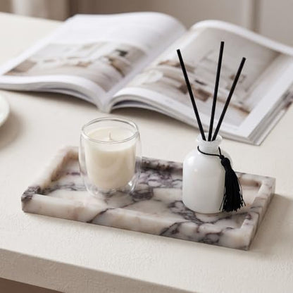 Calacatta Viola Marble Tray 10"x5", Bathroom Vanity Organizer