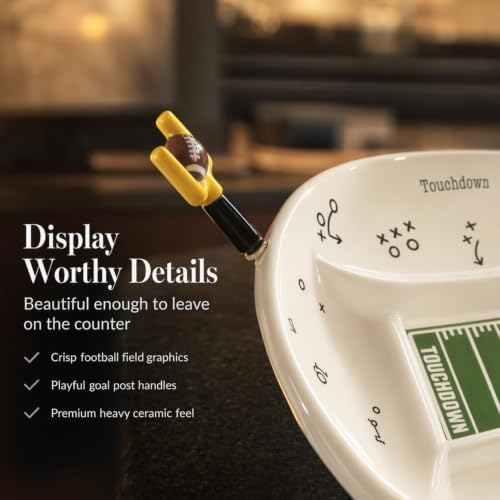 Mud Pie Football Field Platter Set, Divided Game Day Serving Tray