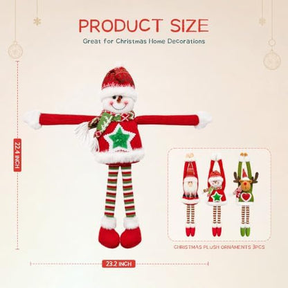 Christmas Hanging Plush Decorations for Home, 3 Pack Long Legs Santa